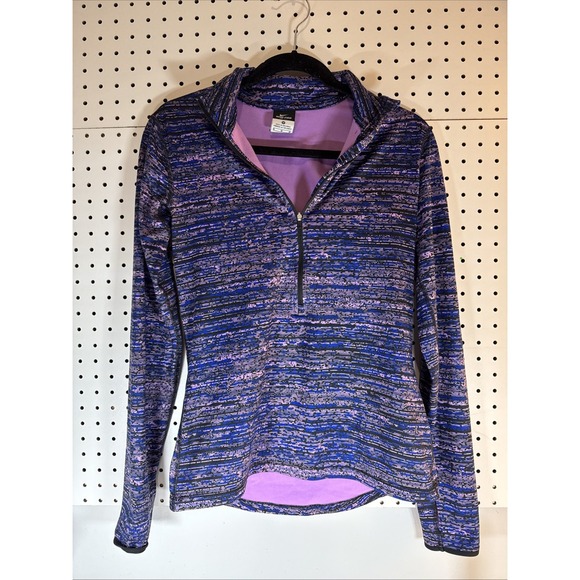 Nike Tops - Nike Pro Blue Purple Dri-Fit Half-Zip Thumbholes Pullover‎ Women's M